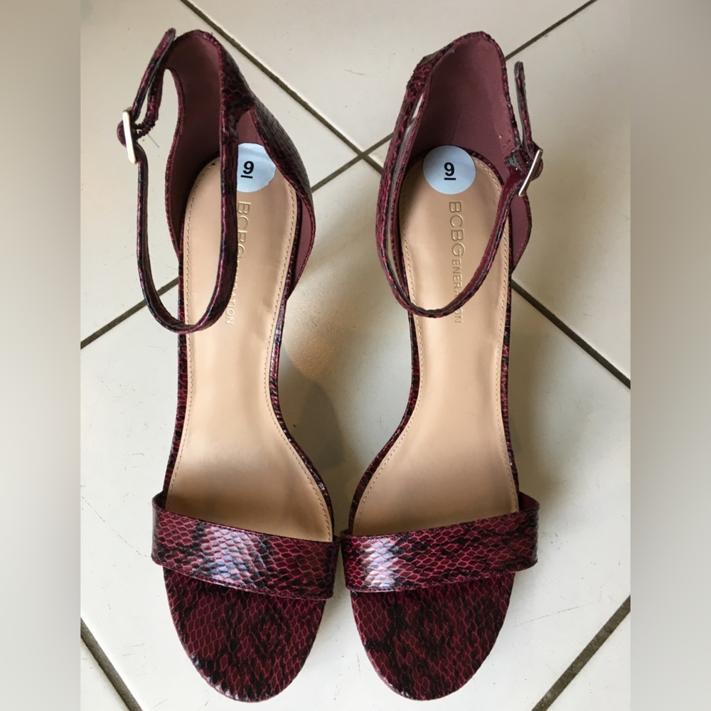 BCBGeneration Stiletto Ankle Strap Open Toe Heels